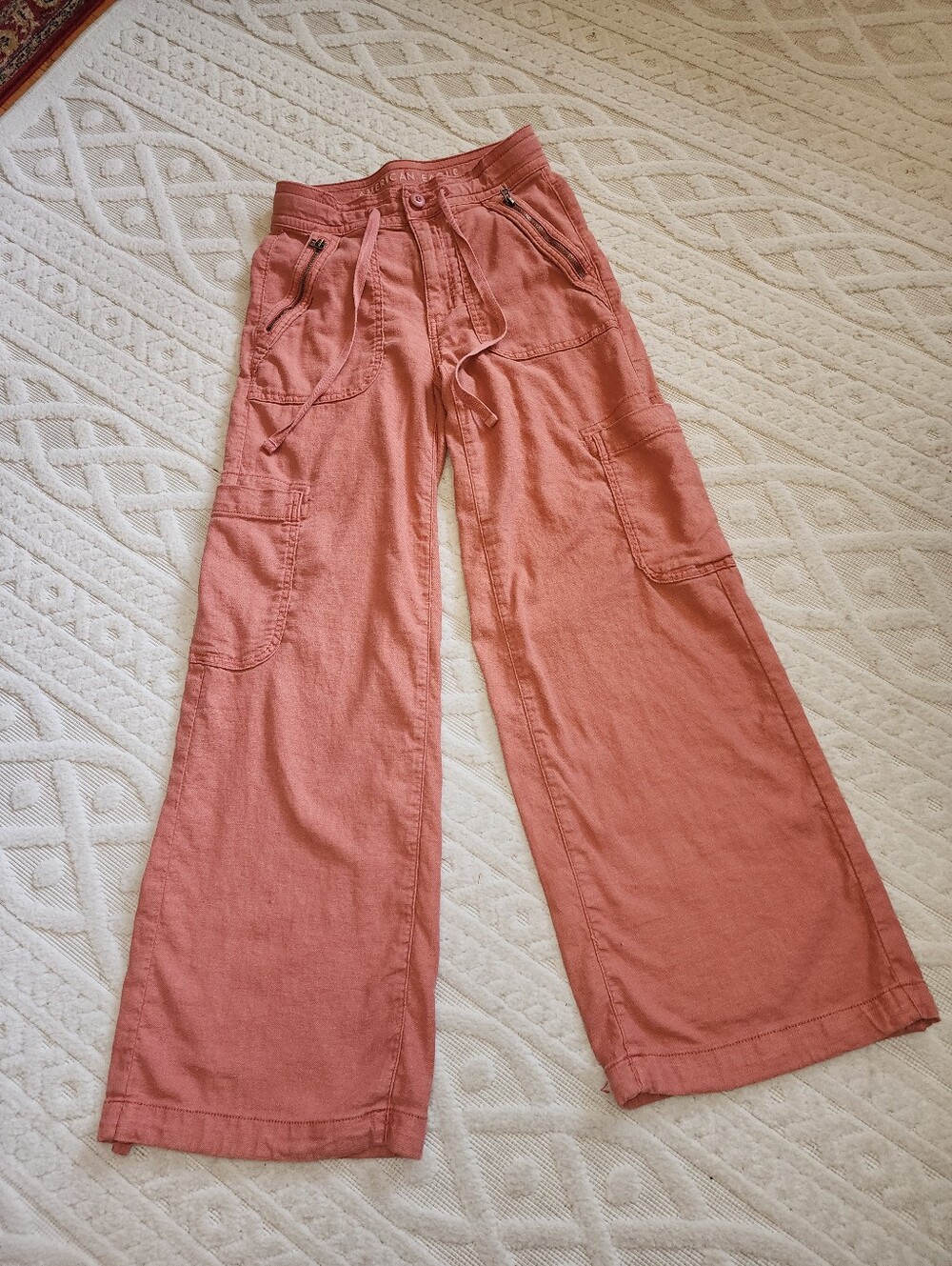 Sz Os Wide Leg Cargo Pants in Rust Color